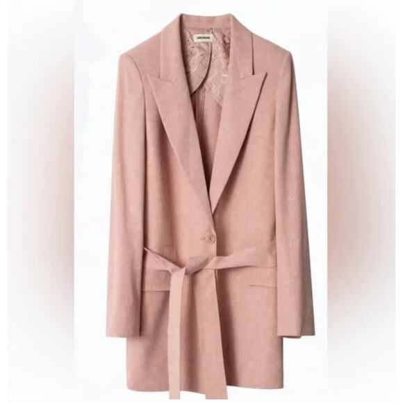 ZADIG & VOLTAIRE Vita Jac Mandala Jacket S 36 Blush Pink Tie Prep Old Money - Picture 6 of 13